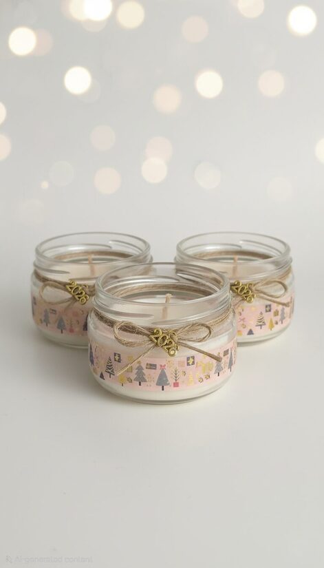 Dabīgā sojas vaska svece ar kanēļa aromātu un dabīgiem akmeņiem